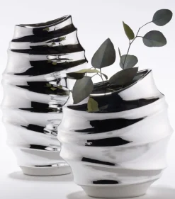 casaNOVA Vase 35,5 cm silberfarbig Hochglanz