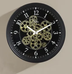 casaNOVA Wanduhr 37 cm schwarz /goldfarbig