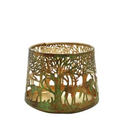 casaNOVA Weihnachten Windlicht WALDTIERE 14 cm patina