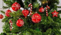 casaNOVA Weihnachtskugel I NORDISCHER WINTER 8 cm rot /weiß