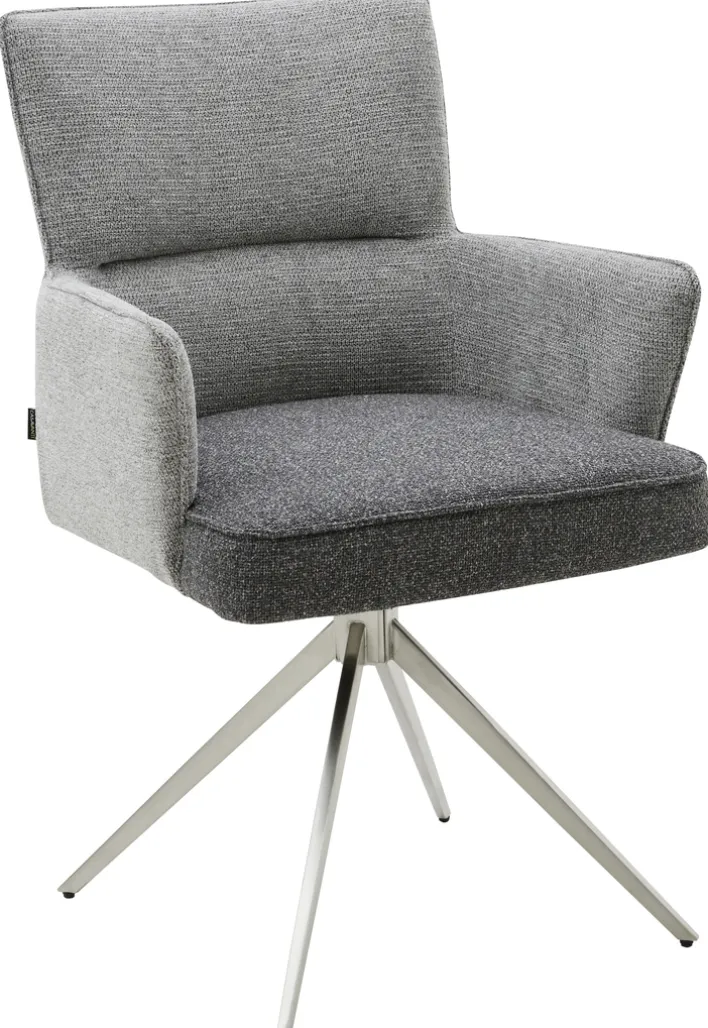 CASAVANTI Armlehnenstuhl TAIGA Grau/Edelstahl gebürstet
