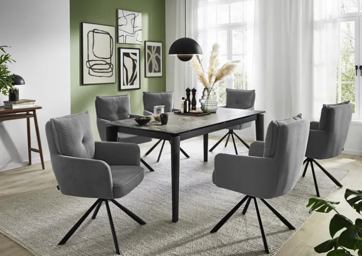 CASAVANTI Armlehnenstuhl MADRID Bezug Cord grau