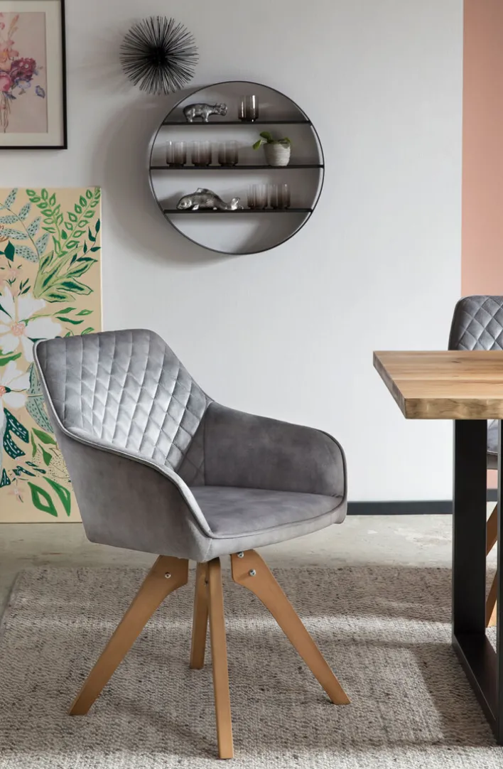 CASAVANTI Armlehnstuhl Samtvelours grau/braun