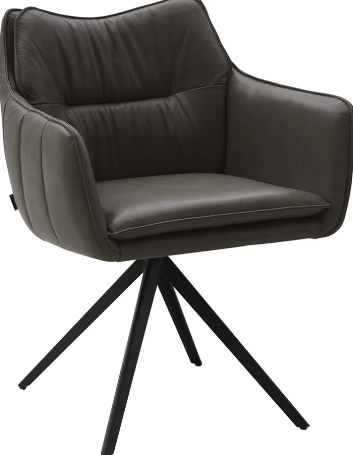 CASAVANTI Armlehnstuhl VENLO Leder grau/schwarz