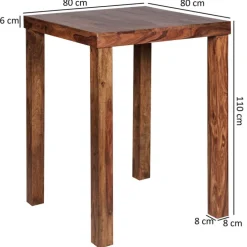 CASAVANTI Bartisch 80 x 80 cm braun