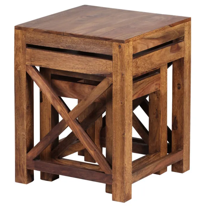 CASAVANTI Beistelltisch 2er-Set Sheesham braun