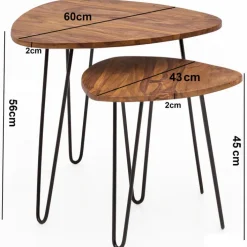 CASAVANTI Beistelltisch 2er-Set schwarz/braun