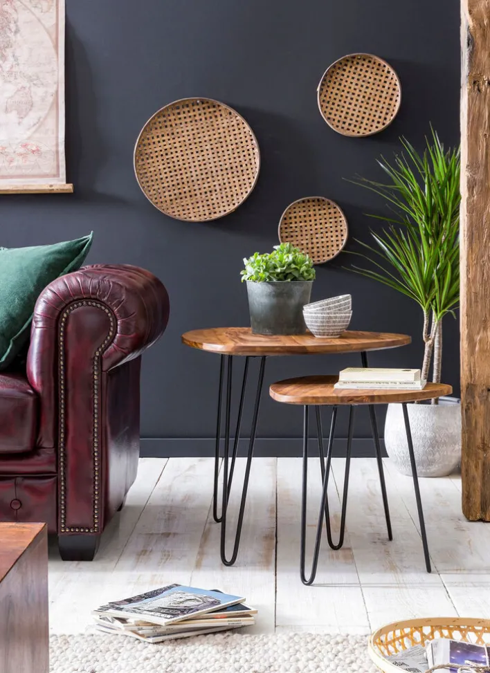 CASAVANTI Beistelltisch 2er-Set schwarz/braun