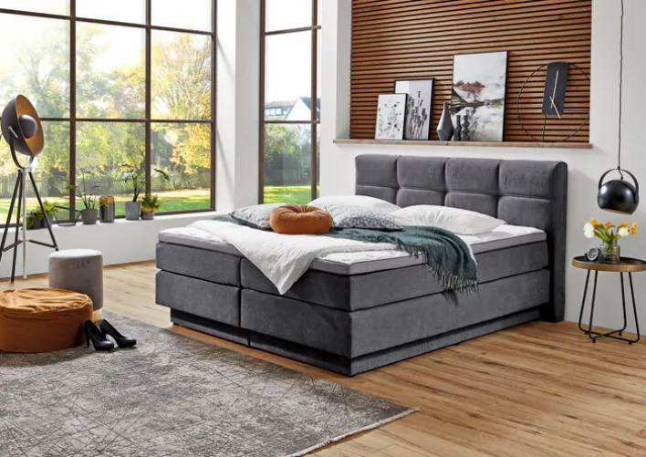 CASAVANTI Boxspringbett PORTAGE 180 x 200 cm grau