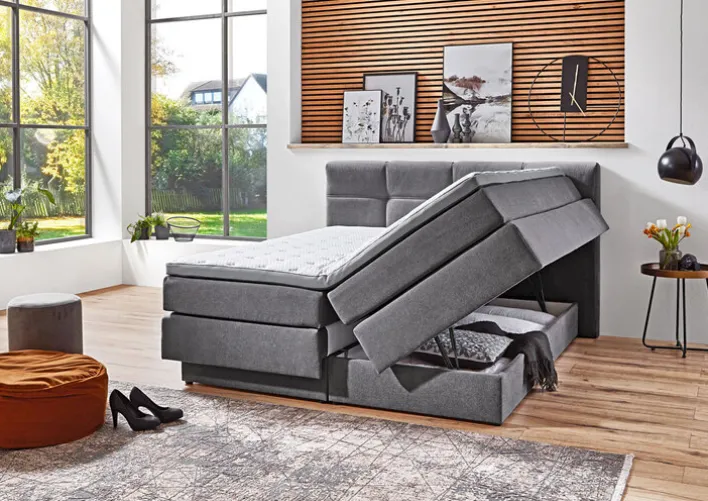 CASAVANTI Boxspringbett PORTAGE 180 x 200 cm grau