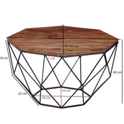 CASAVANTI Couchtisch 66 cm Schwarz/ Sheesham massiv
