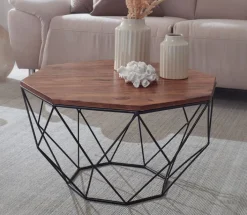 CASAVANTI Couchtisch 66 cm Schwarz/ Sheesham massiv