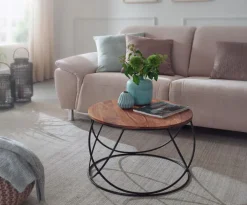 CASAVANTI Couchtisch 60 x 60 cm Sheesham massiv/schwarz