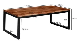 CASAVANTI Couchtisch 110 x 60 cm Schwarz/ Sheesham massiv