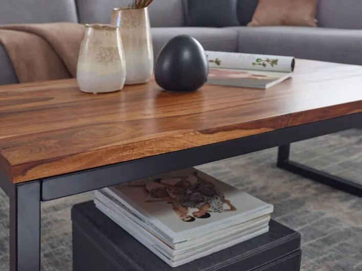 CASAVANTI Couchtisch 110 x 60 cm Schwarz/ Sheesham massiv