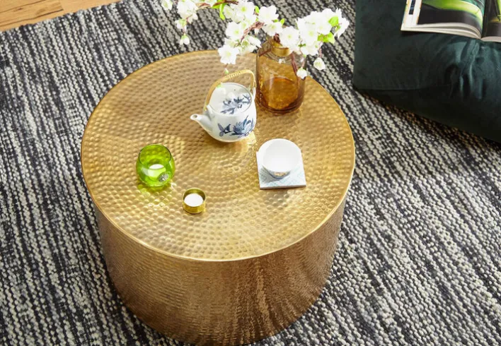 CASAVANTI Couchtisch rund 61 x 40,5 cm Metall Goldfarbig