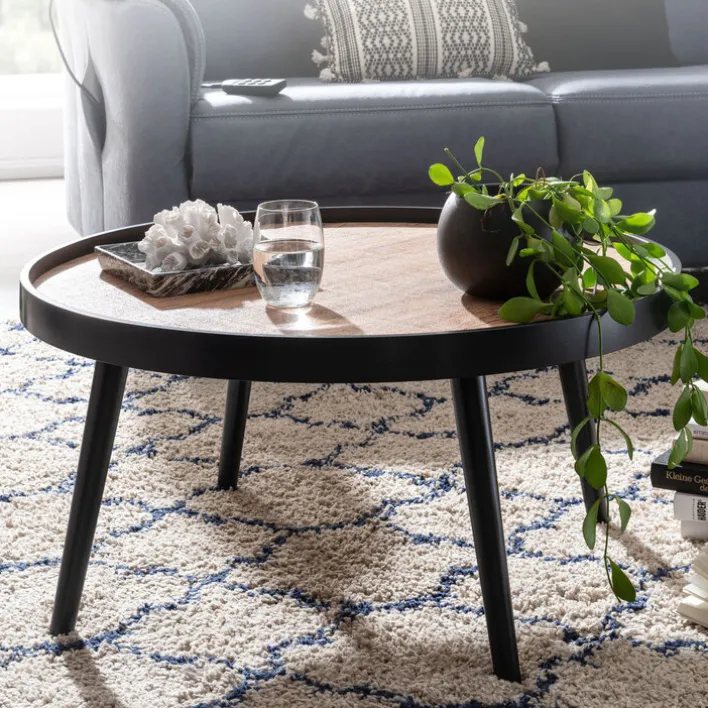 CASAVANTI Couchtisch rund 76 cm Schwarz/ Eiche