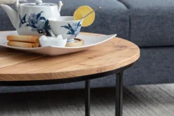 CASAVANTI Couchtisch rund 60 cm Schwarz/ Akazie massiv