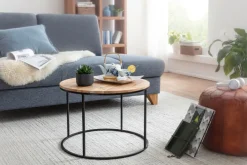 CASAVANTI Couchtisch rund 60 cm Schwarz/ Akazie massiv