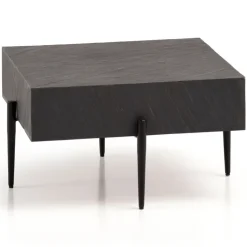 CASAVANTI Couchtisch 64x35 cm Steinoptik/Metall Anthrazit/schwarz