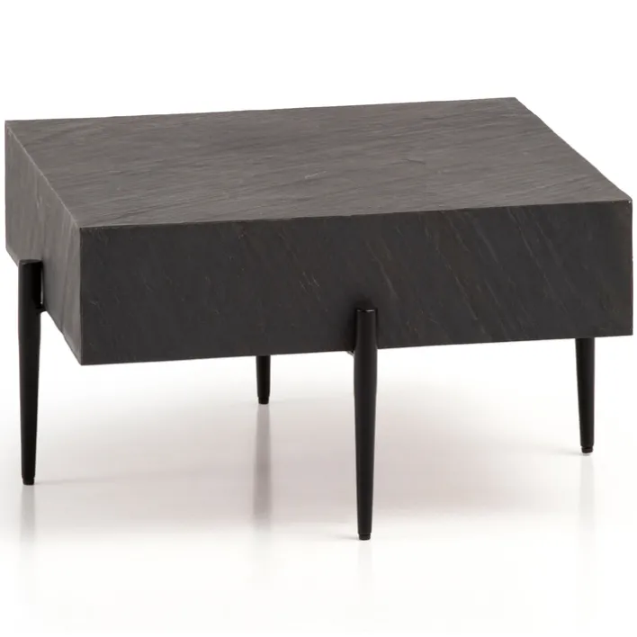 CASAVANTI Couchtisch 64x35 cm Steinoptik/Metall Anthrazit/schwarz