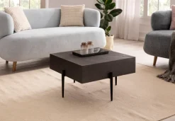 CASAVANTI Couchtisch 64x35 cm Steinoptik/Metall Anthrazit/schwarz