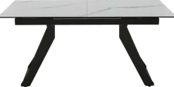 CASAVANTI Esstisch DORA 160(220) x 90 cm Keramik/Glas beige marmoriert/schwarz