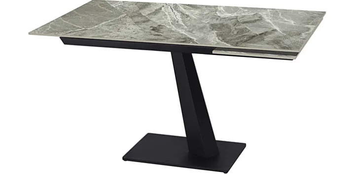 CASAVANTI Esstisch NENA 140(180) x 85 cm hellgrau marmoriert/schwarz