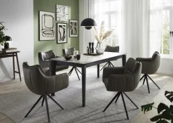 CASAVANTI Esstisch TABULAR 180(240) x 90 cm anthrazit/grau-braun