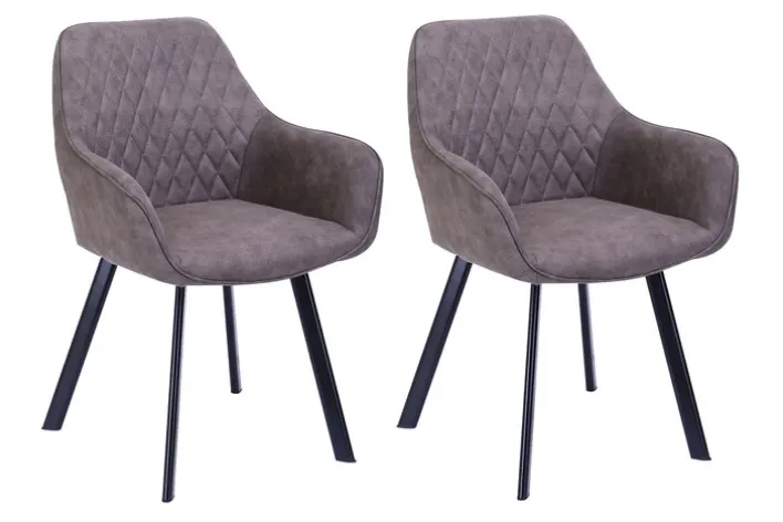 CASAVANTI Esszimmerstuhl 2er Set Mikrofaser taupe