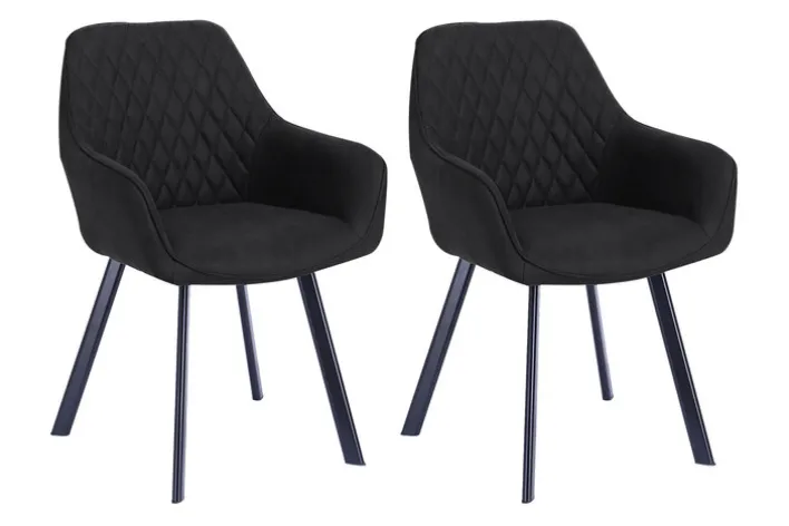 CASAVANTI Esszimmerstuhl 2er Set Mikrofaser anthrazit