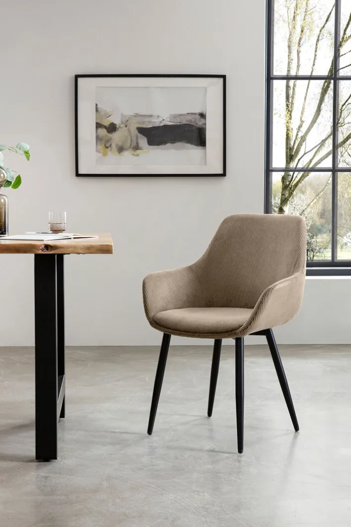 CASAVANTI Esszimmerstuhl 2er Set beige/schwarz