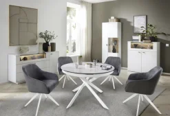 CASAVANTI Highboard LISSABON modern white 110 x 118 cm