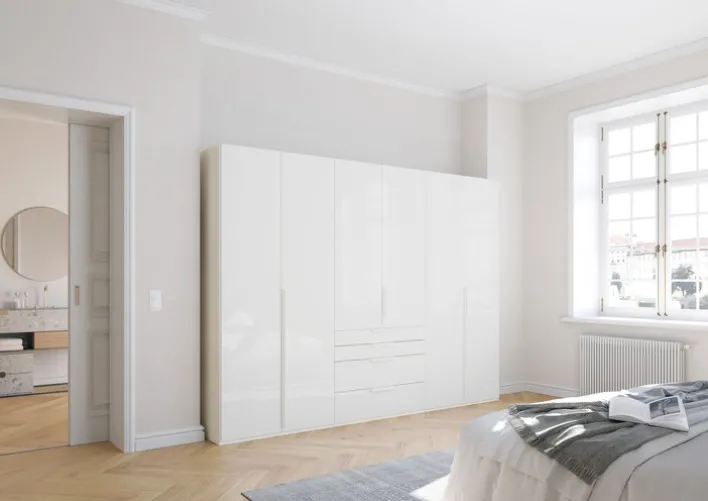 CASAVANTI Kleiderschrank PURISMA Alpinweiß/ Glas Kristallweiß