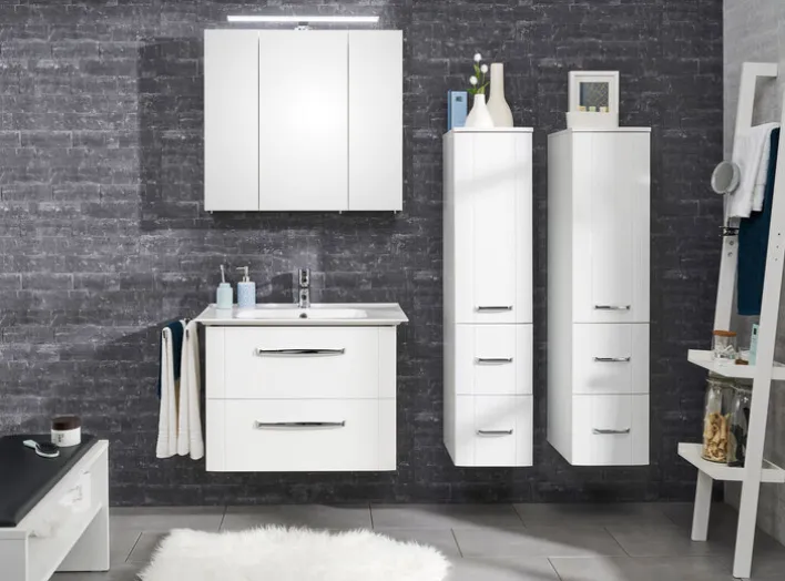 CASAVANTI Midischrank Lack Weiß Hochglanz ca. 30 x 130 x 38 cm