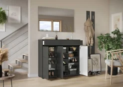 CASAVANTI Schuhschrank LANDOS 136 x 120 cm Graphit