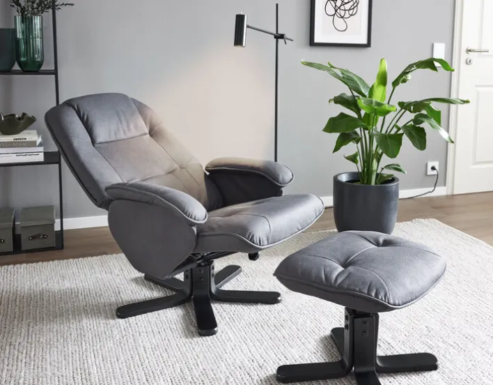 CASAVANTI Sessel mit Hocker 2-teilig grau