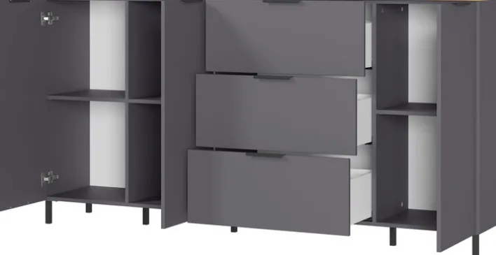 CASAVANTI Sideboard CALIFORNIA 192 x 98 cm Graphit/ Navarra-Eiche