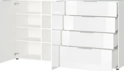 CASAVANTI Sideboard OAKLAND 184 x 102 cm Glas Weiß/Weiß