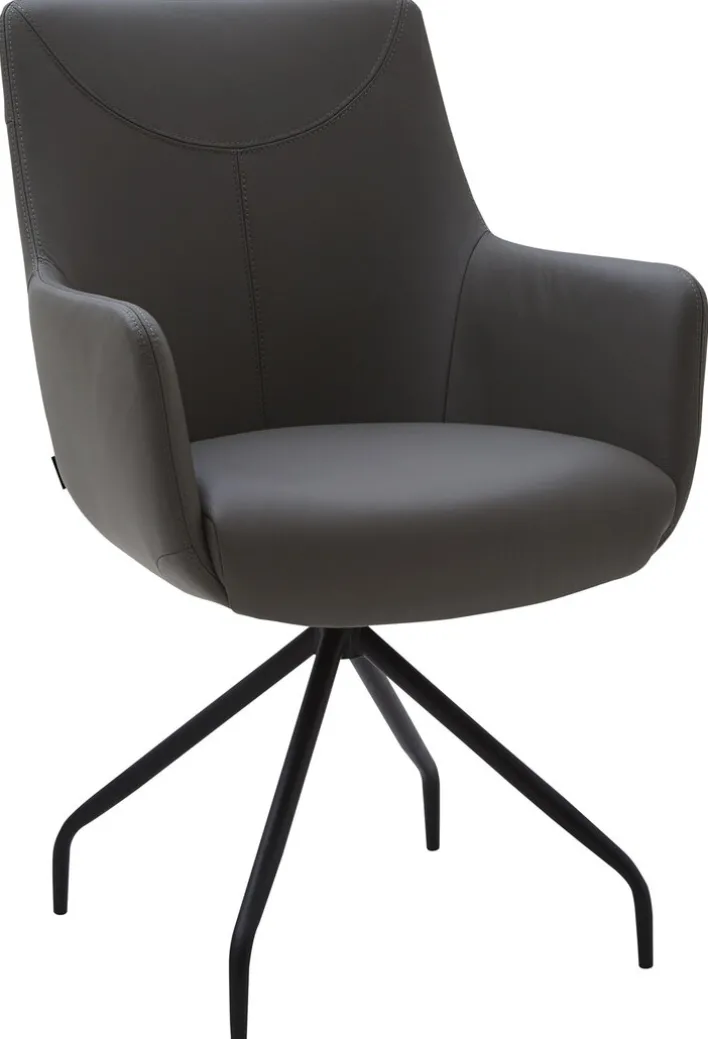 CASAVANTI Stuhl LEON Leder grau/schwarz