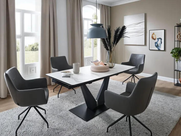 CASAVANTI Stuhl LEON Leder grau/schwarz