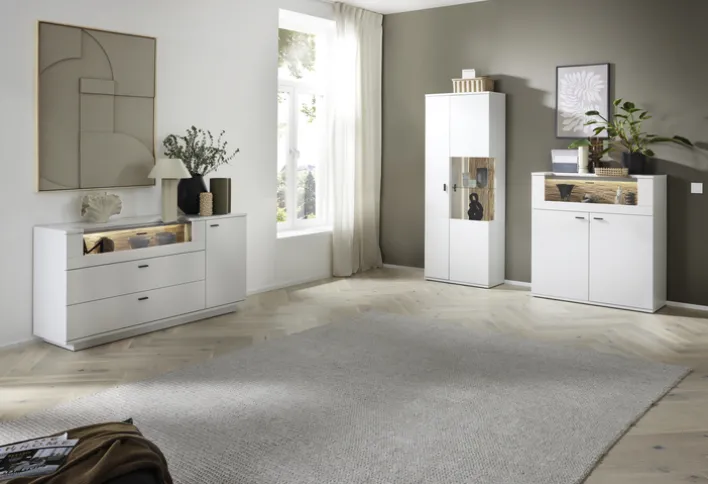 CASAVANTI Vitrine 2-türig LISSABON modern white 75 x 199 cm