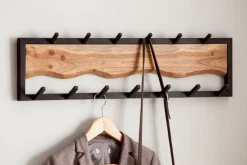 CASAVANTI Wandgarderobe Akazie Massivholz/Metall 80x20x8 cm schwarz/braun