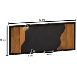 CASAVANTI Wandgarderobe 80x36x6 cm Massivholz Mango/Steinoptik