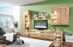 CASAVANTI Wohnwand BRUNI Alteiche/Lamelle Weiß geölt ca. 307 x 201 x 51 cm