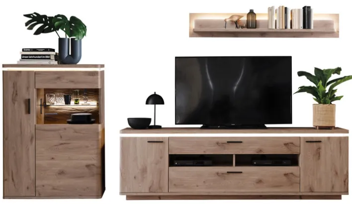 CASAVANTI Wohnwand MODENA I 3-teilig braun