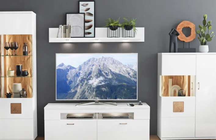 CASAVANTI Wohnwand TOPEKA 4-teilig weiß/ braun