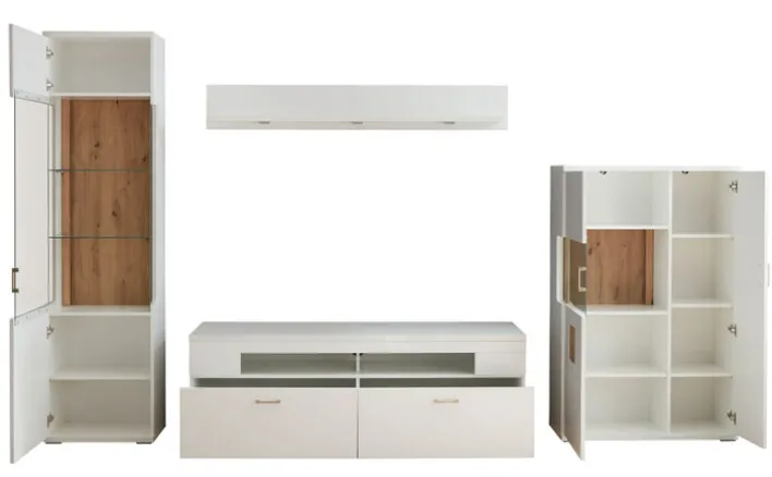 CASAVANTI Wohnwand TOPEKA 4-teilig weiß/ braun