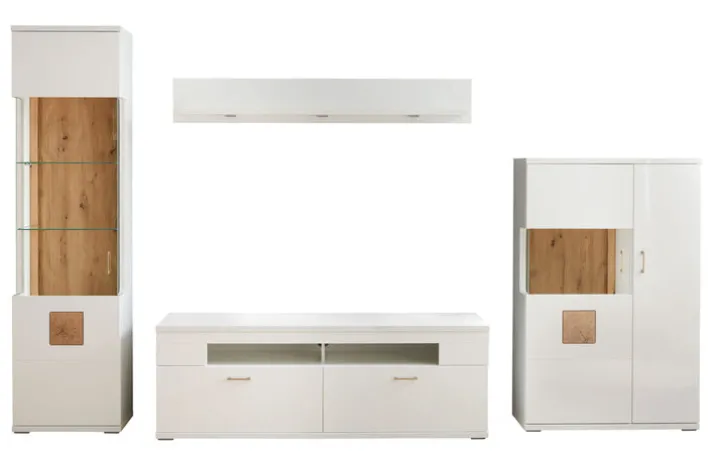 CASAVANTI Wohnwand TOPEKA 4-teilig weiß/ braun