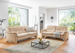 com4lux Ledersofa 3-Sitzer 220 cm Ecru